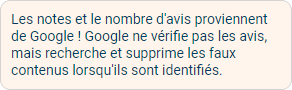 Information sur les Avis / Notes / Votes